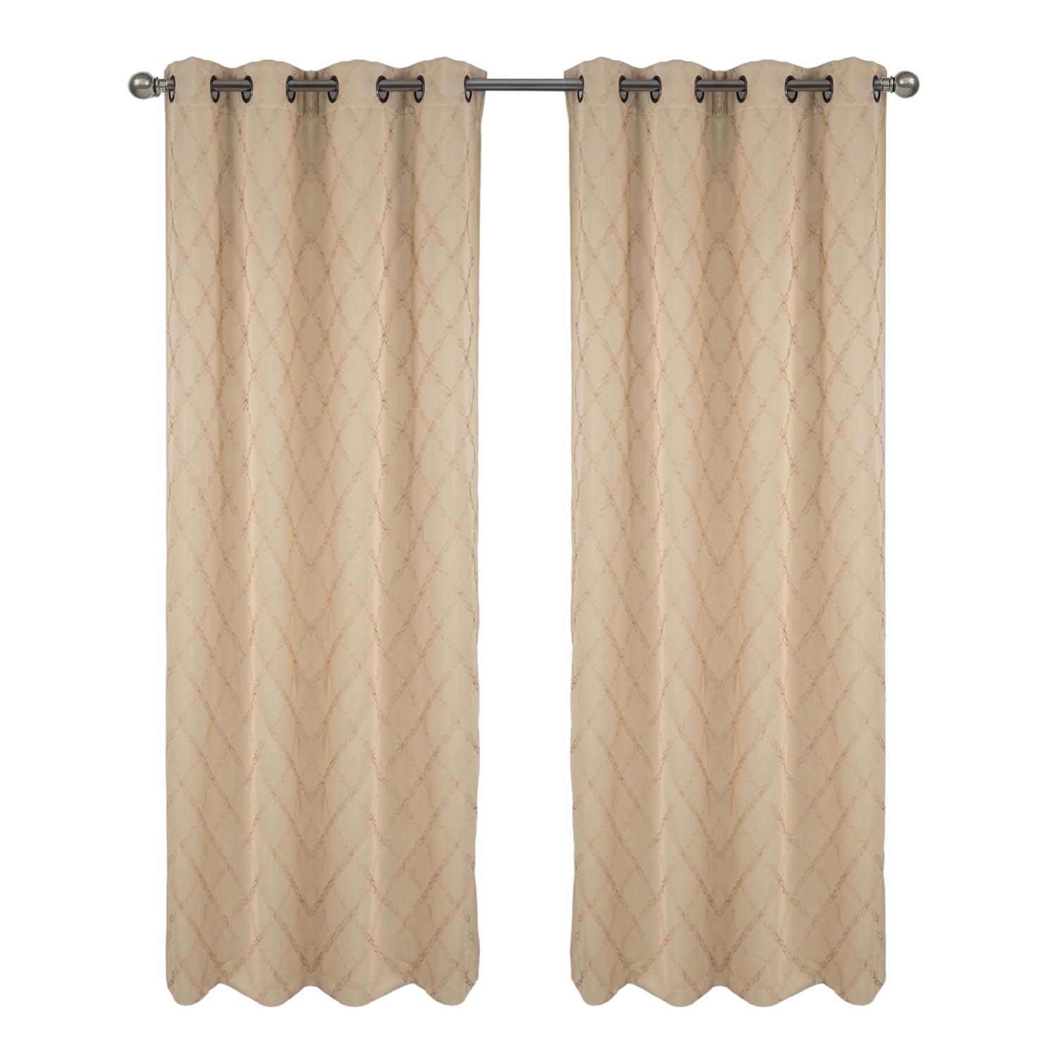 RT Designer Collection Gable Embroidered Blackout Panel Beige - Picture 9 of 15