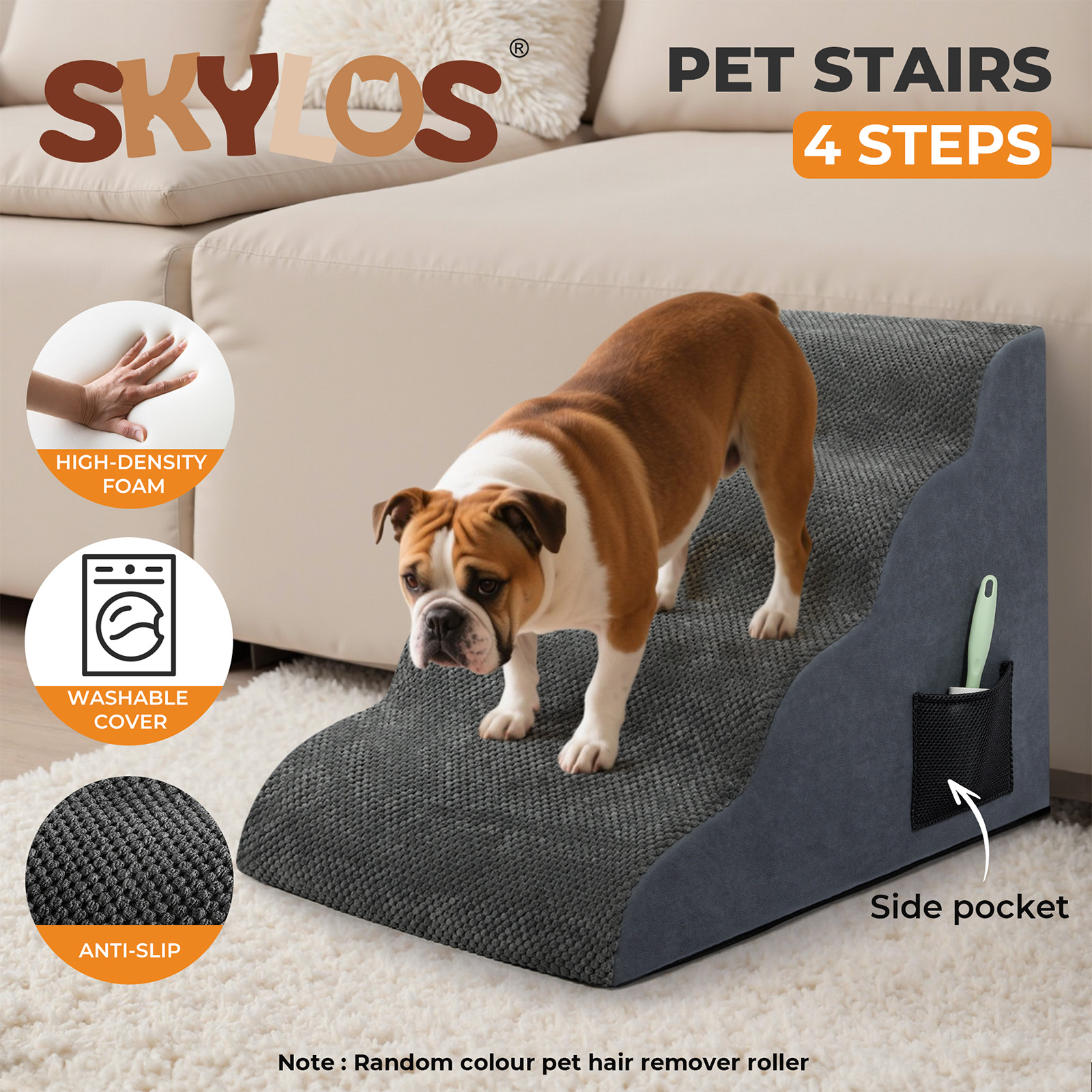 Asa Ramp Skylos Dog Ramp for Bed Sofa Small Dog Pet Step Stair Soft 2/3/4 Step ...