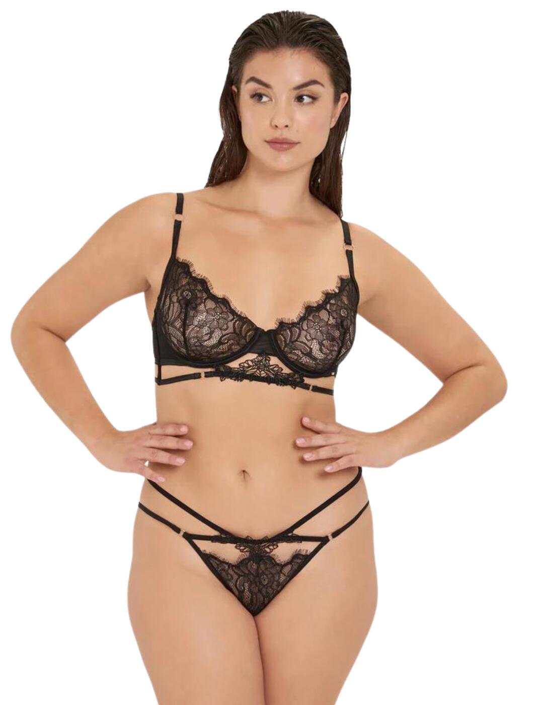 Bluebella Lumi Brief 41206 Low Rise Strappy Knickers Sexy Erotic Lingerie Black - Picture 23 of 56