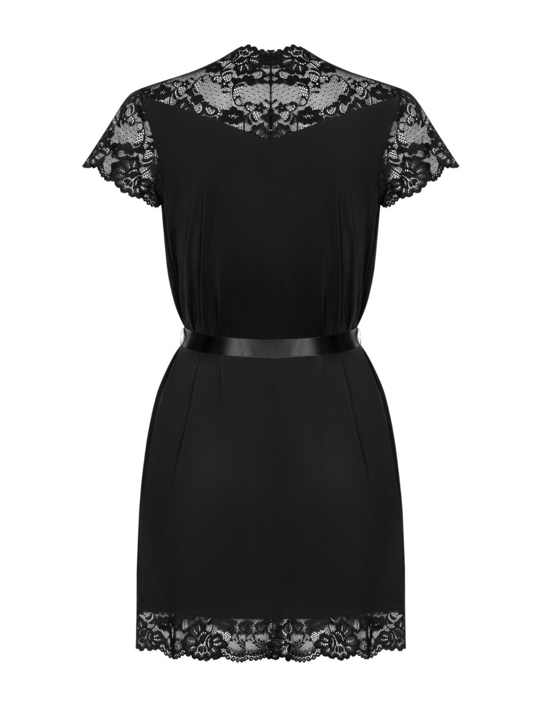 Obsessive Peignoir Robe Dressing Gown 810-PEI-1 Sexy Nightwear Black - Picture 8 of 8