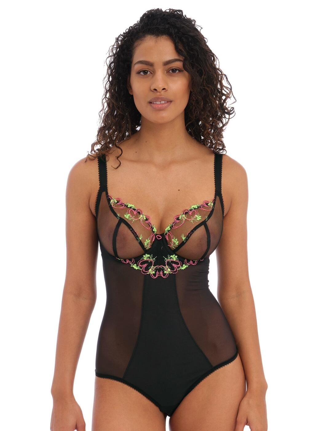 Freya Loveland Body Bodysuit 401093 Sexy Semi Sheer Womens Lingerie Black