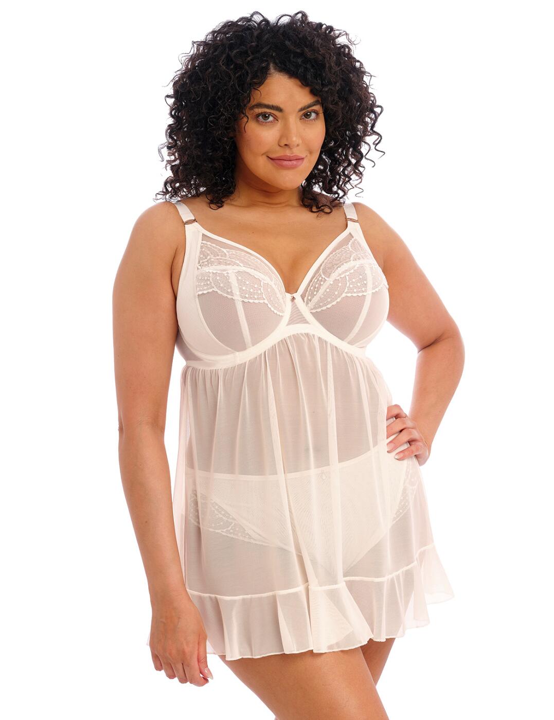 Elomi Priya Babydoll Chemise 4551 Underwired Semi Sheer Sexy Plus Size Nightwear - Picture 6 of 9