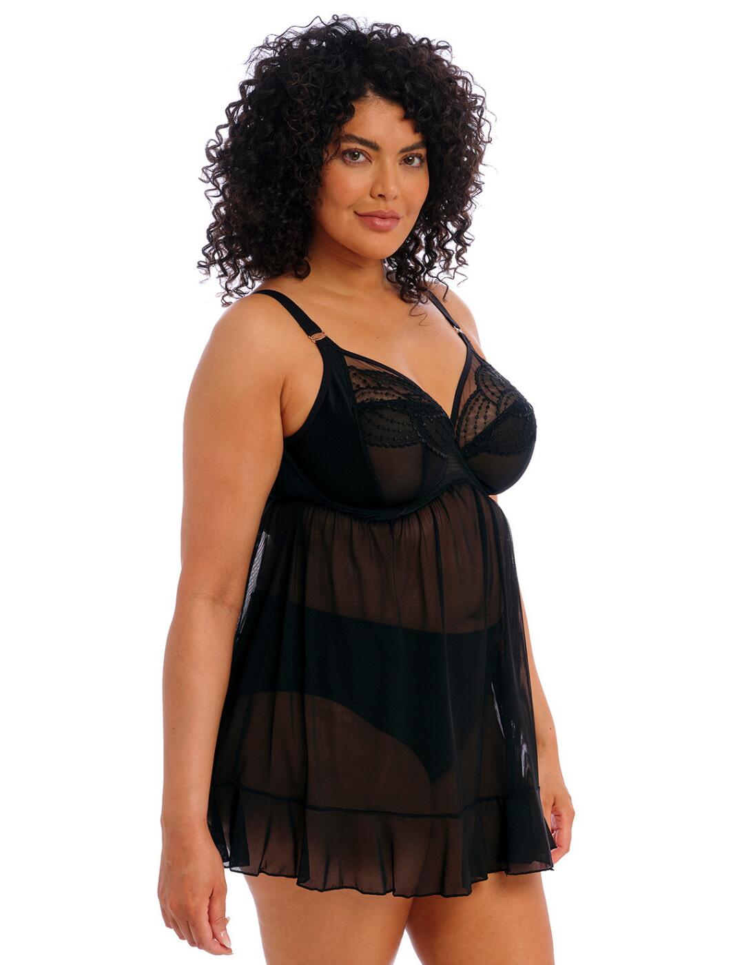 Elomi Priya Babydoll Chemise 4551 Underwired Semi Sheer Sexy Plus Size Nightwear - Picture 4 of 9