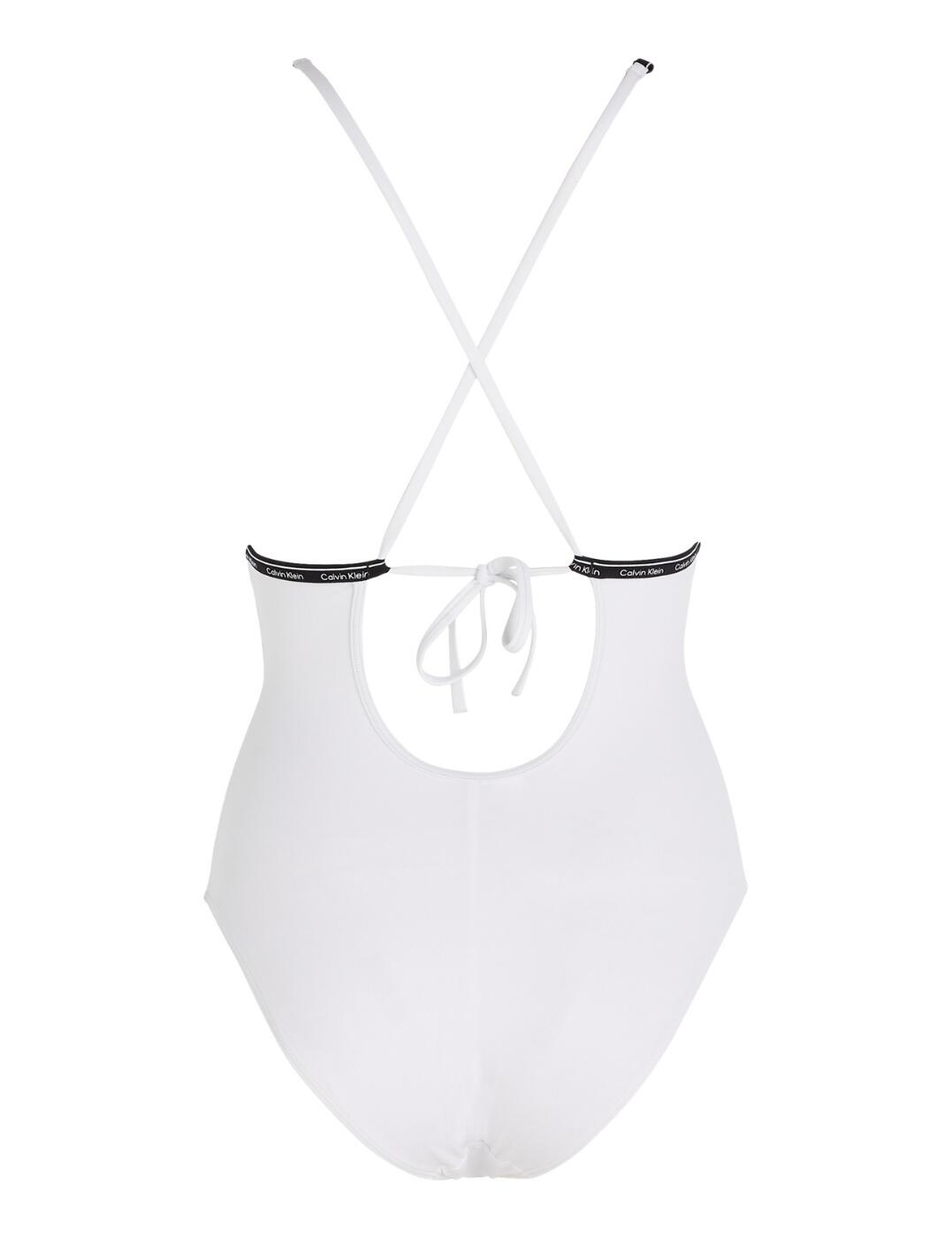 Calvin Klein Logo Tape Swimsuit Plunge Womens Swimwear KW0KW02075 - Picture 14 of 15
