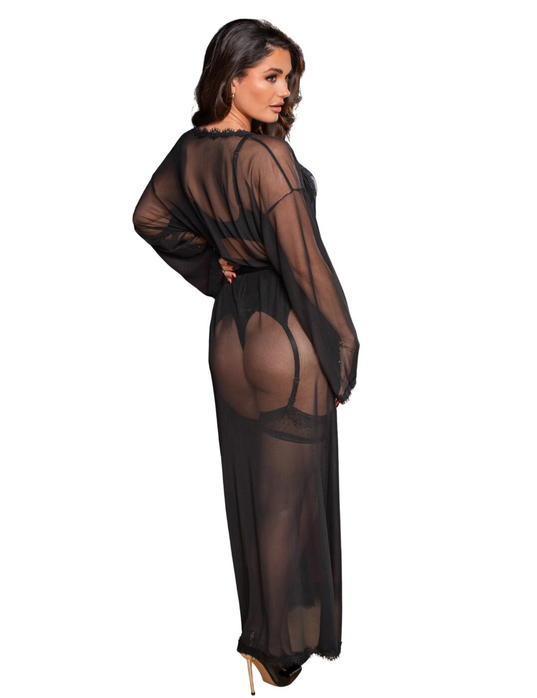 Pour Moi For Your Eyes Only Mesh And Lace Maxi Gown Sheer Nightwear 23178 - Picture 8 of 18