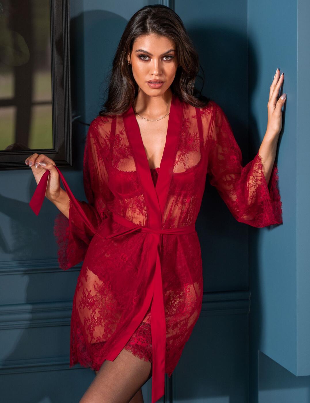 Pour Moi For Your Eyes Only Gown Robe Lace Elegant Womens Sexy Nightwear 19895 - Picture 12 of 12