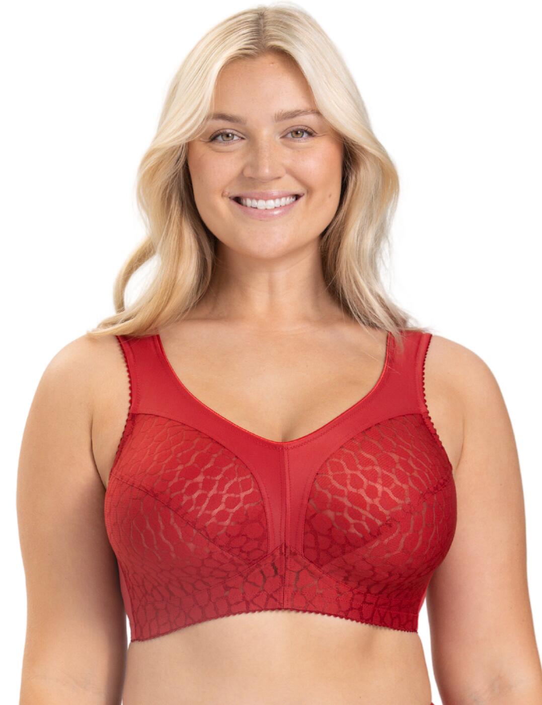 Miss Mary of Sweden Lovely Jacquard Full Cup Bra Non Wired 2424 English Red - Picture 5 of 28