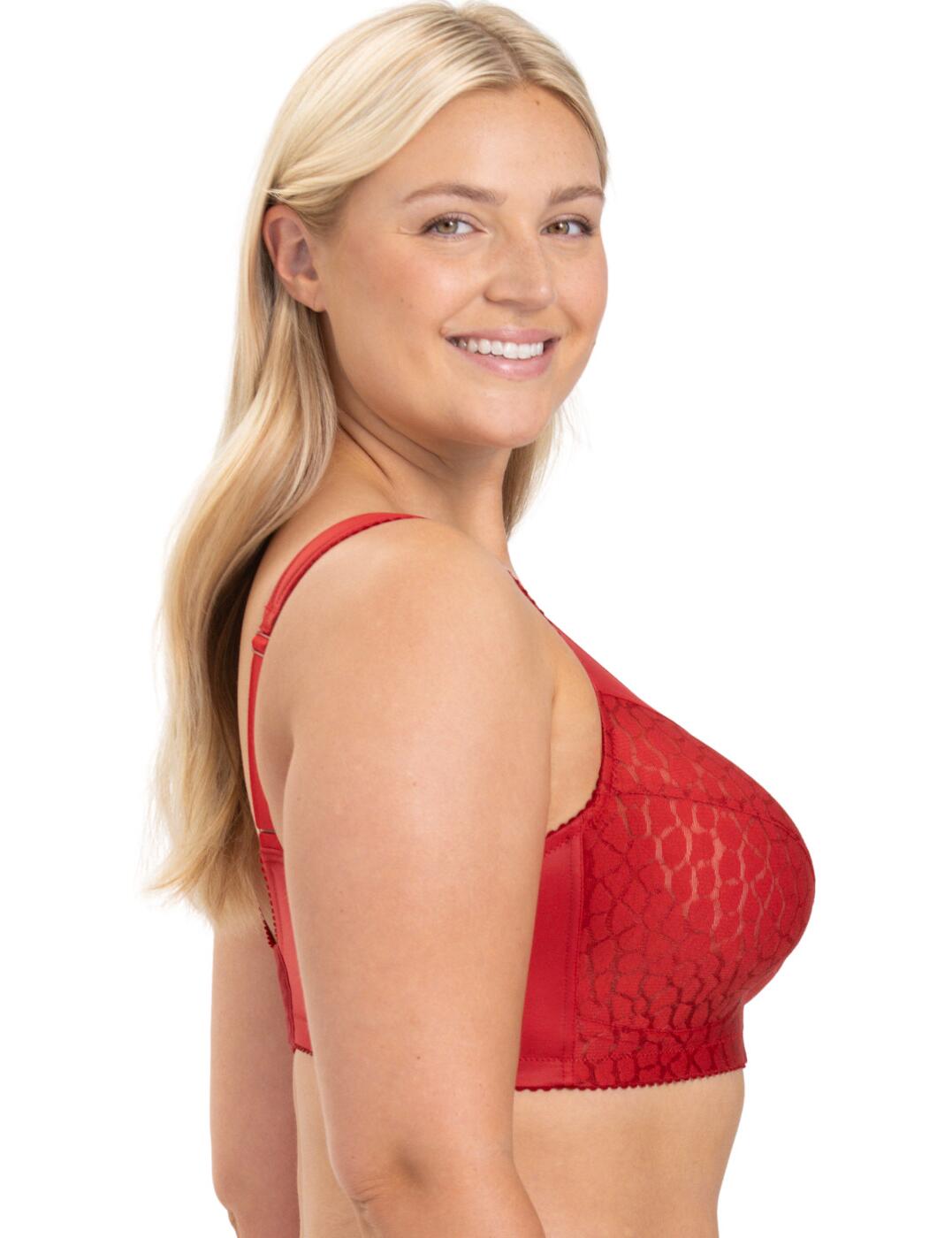 Miss Mary of Sweden Lovely Jacquard Full Cup Bra Non Wired 2424 English Red - Picture 7 of 28