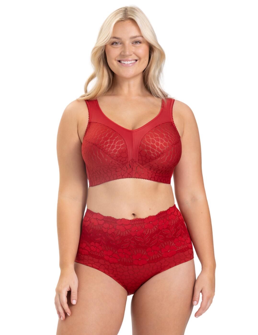 Miss Mary of Sweden Lovely Jacquard Full Cup Bra Non Wired 2424 English Red - Picture 16 of 28