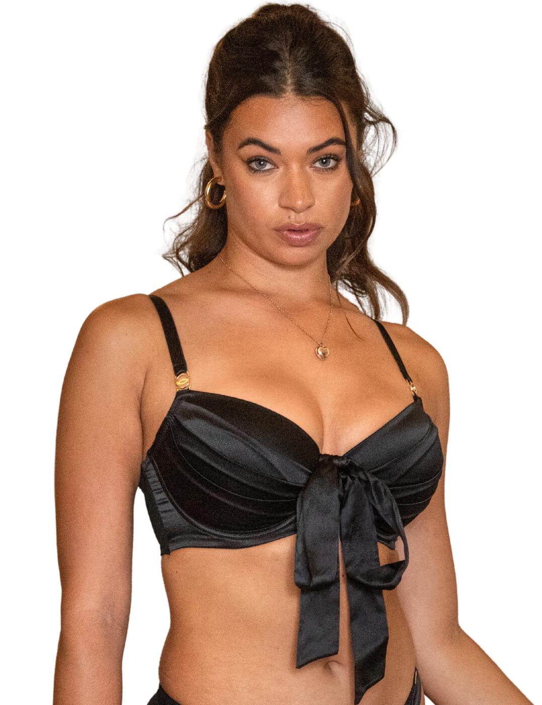 34E Pour Moi India Satin Bra Plunging Padded Underwired Womens Lingerie 20358