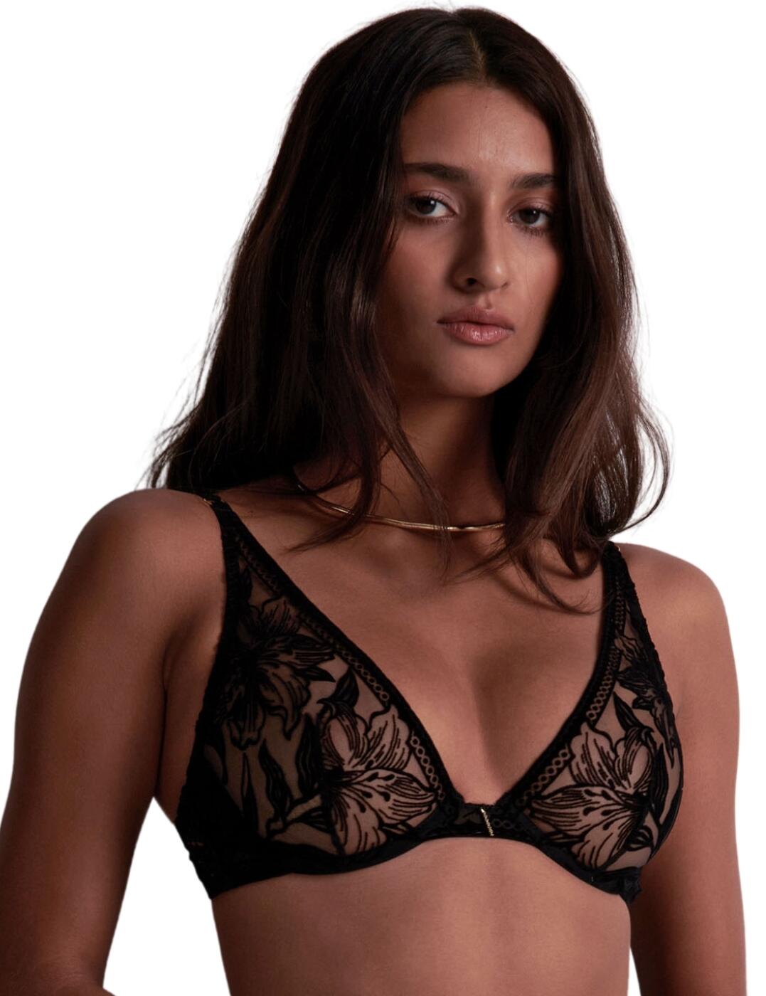 Aubade Coeur A Corps Triangle Bra Underwired Semi Sheer Luxury Bras 1BN12 Noir
