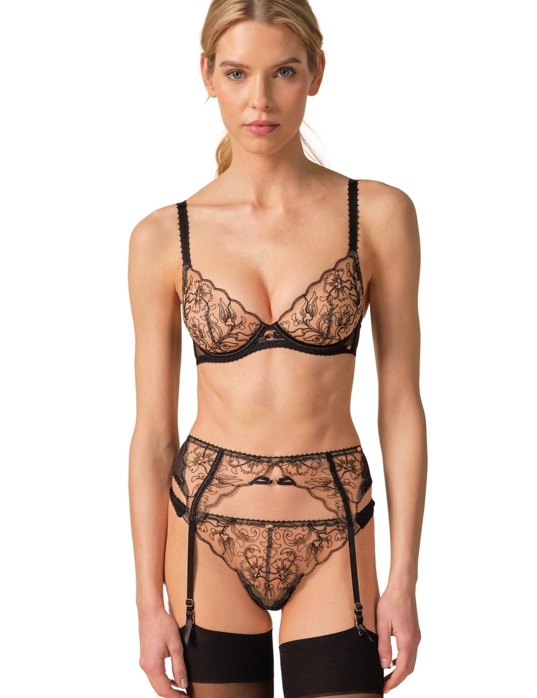 Gossard VIP Fleur De Nuit Suspender Womens Embroidered Sexy Lingerie 21902 - Picture 24 of 27