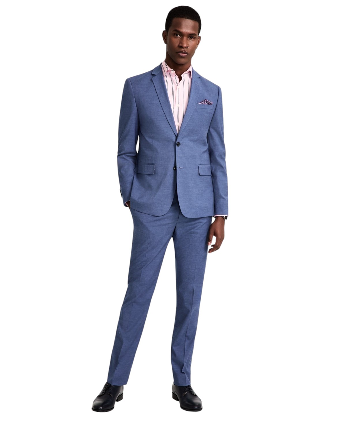 Nick Graham Mens Slim fit 2 Piece Suit 38 R / 32 Waist Light Blue Solid Stretch