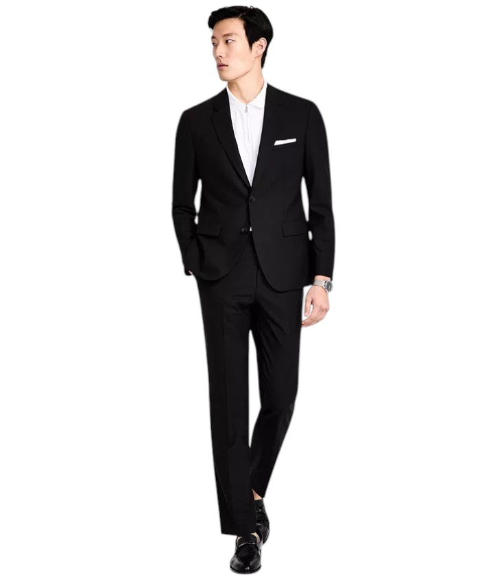 Hugo Boss Mens Modern fit 2 Piece Suit 40 S 34 Waist Black Solid Stretch 51090₽
