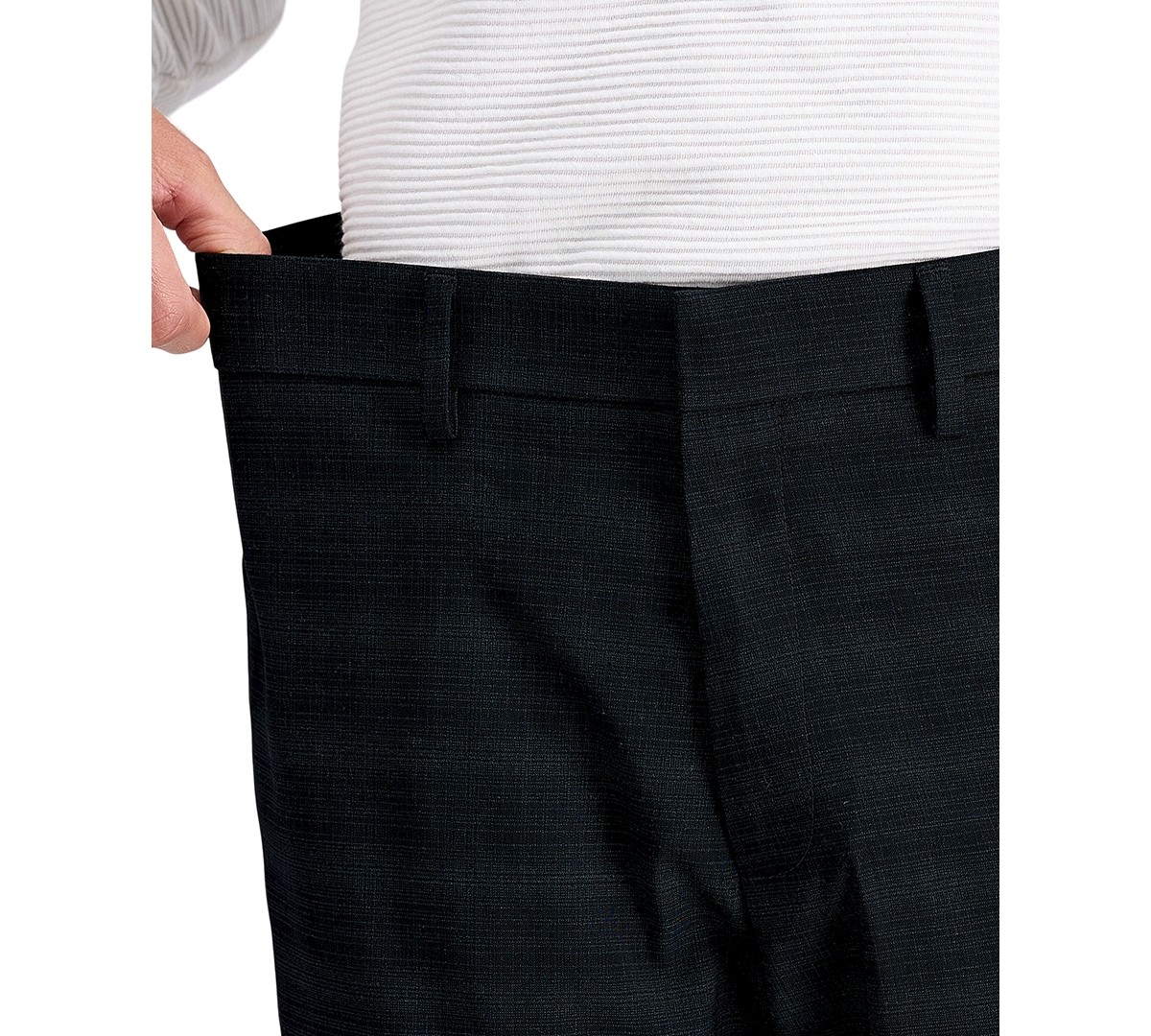 Kenneth Cole Mens Slim fit Dress Pants 33 / 32 Black Plaid Stretch, Men's