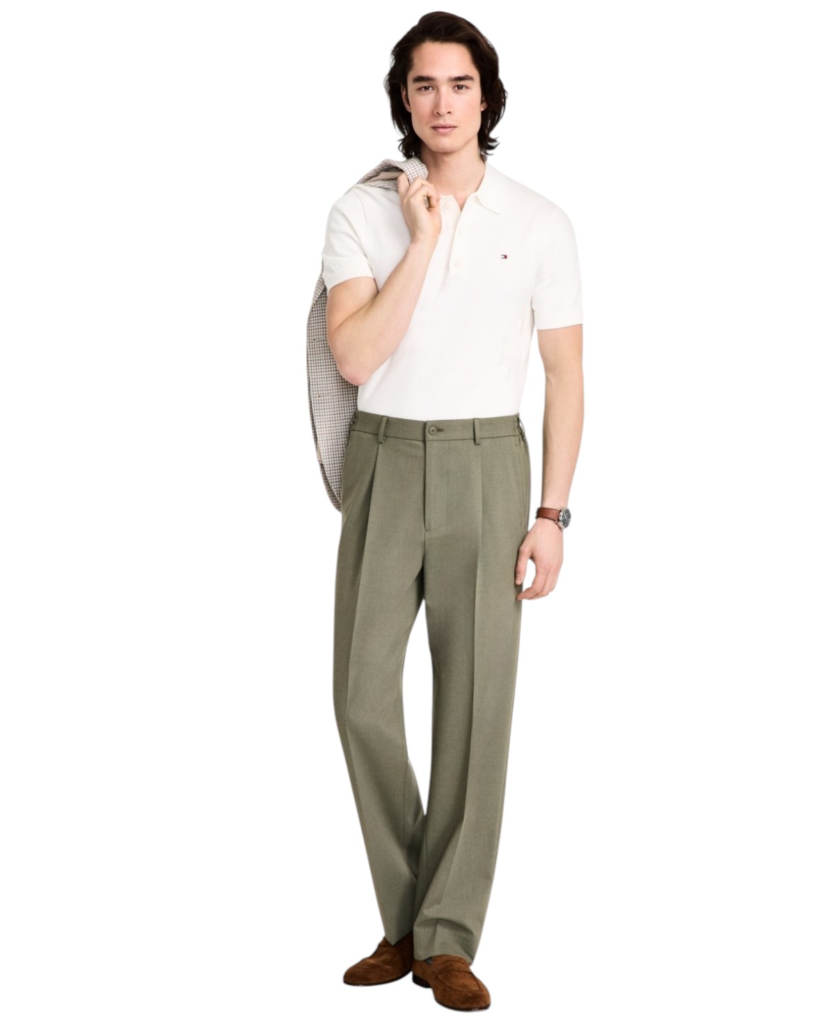 Tommy Hilfiger Mens Relaxed fit Dress Pants 34 / 32 Green Solid Stretch |  eBay