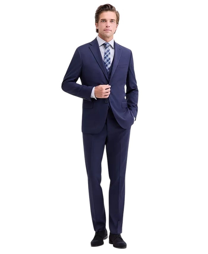 ベスト付　美品　 DKNY ３ピーススーツ L/XL/32 ダークネイビー Dkny Mens Modern fit 3 Piece Vested Suit 44 L / 37 Waist Navy Blue