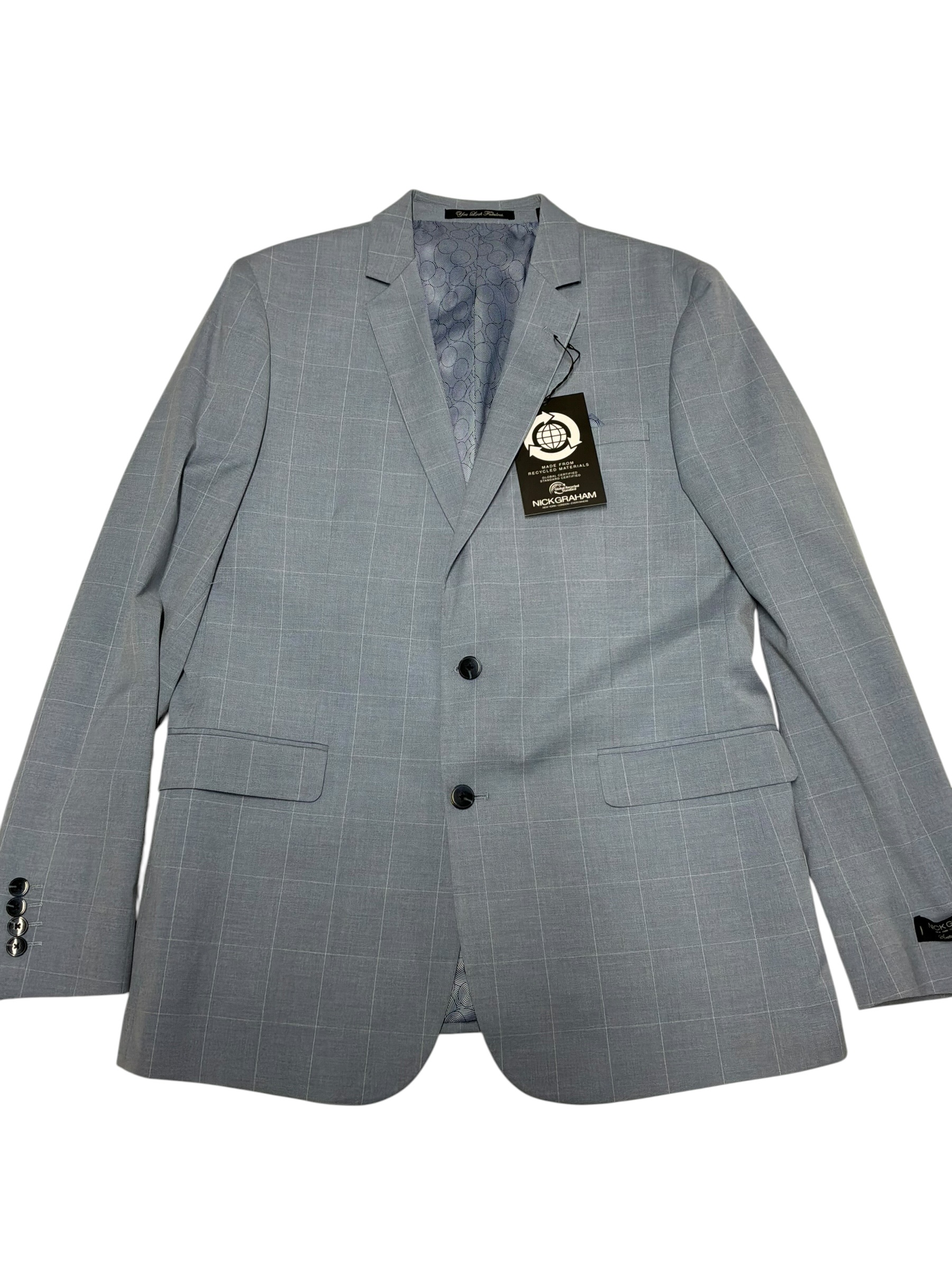Dkny Mens Modern fit Suit Jacket Blazer 41 R Light Grey Solid