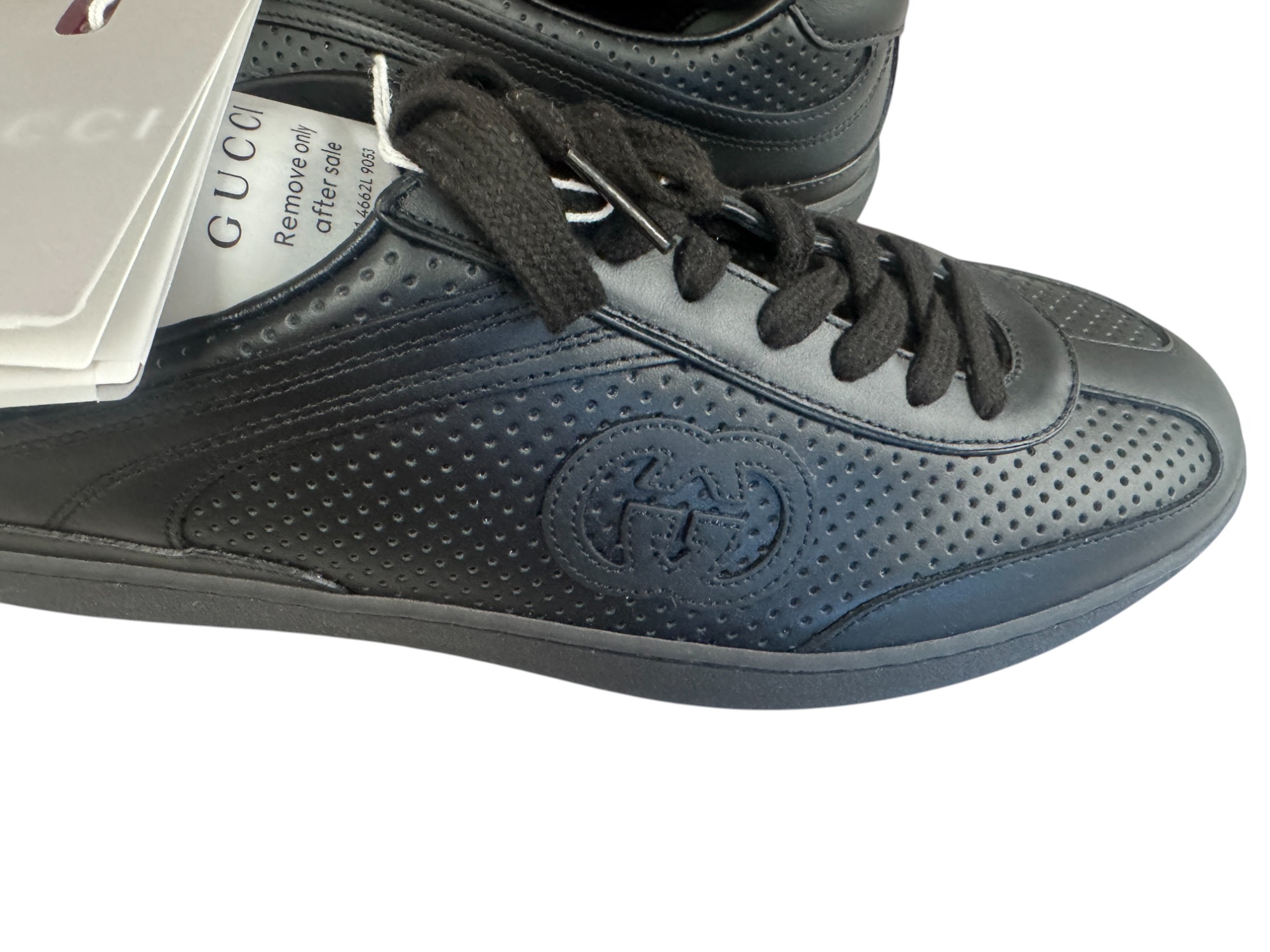 Gucci Mens G75 Low Top Leather Sneaker Size 11 D Black Made