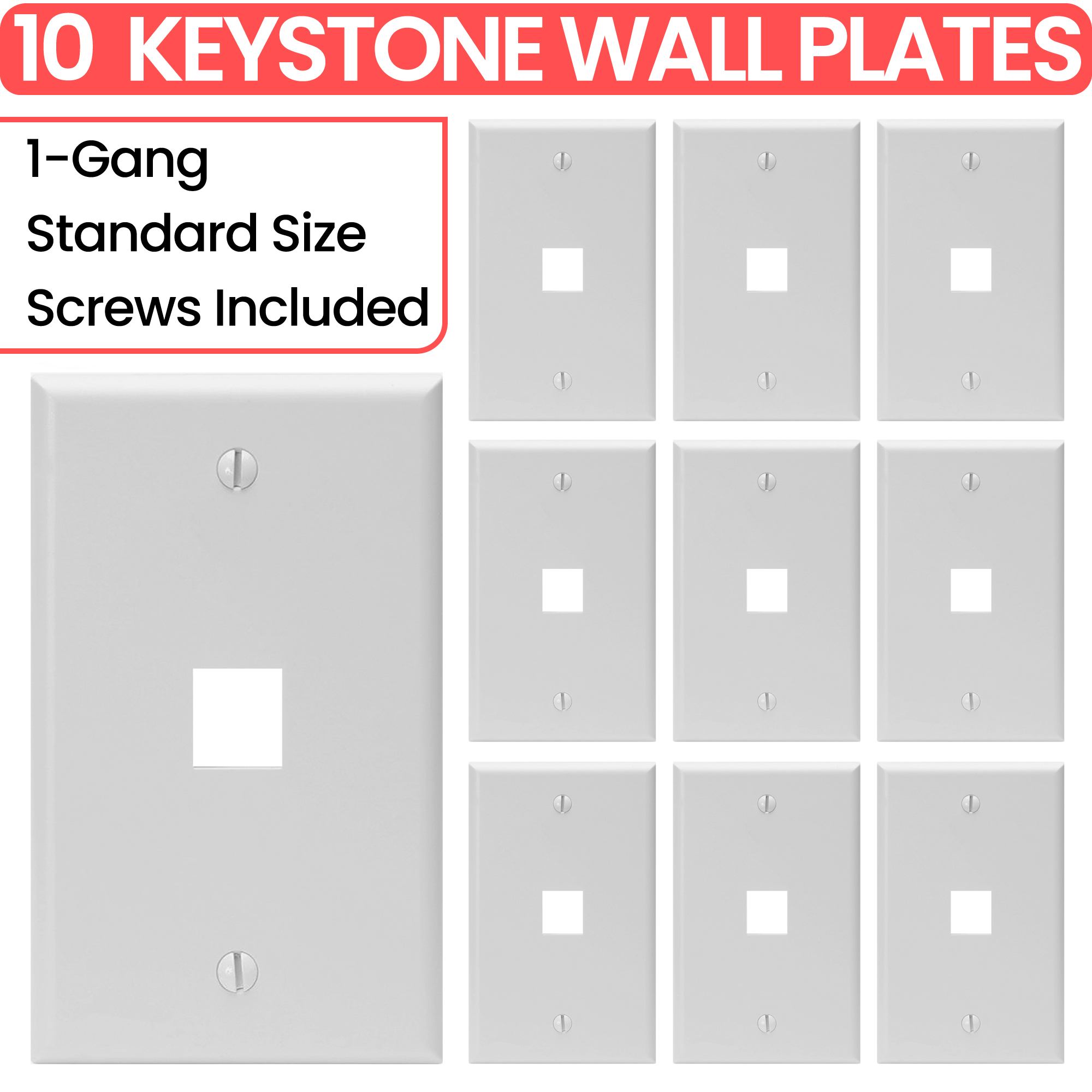 Keystone Wall Plate Jack Insert RJ45 CAT5e CAT6 White Face Plate LOT - Afbeelding 33 van 93