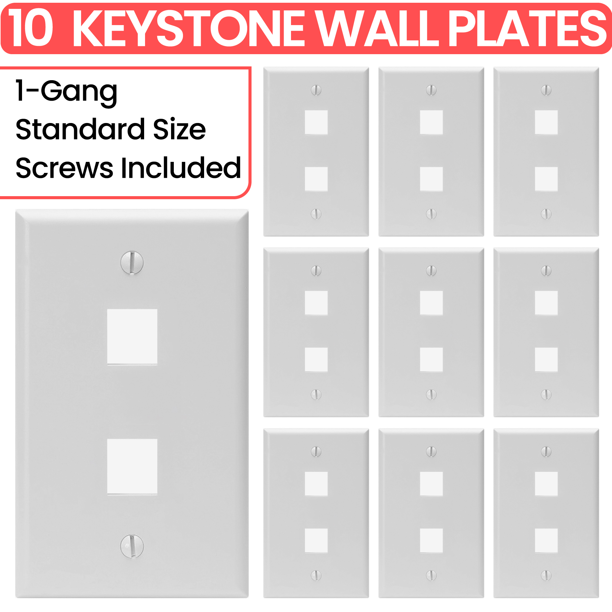 Keystone Wall Plate Jack Insert RJ45 CAT5e CAT6 White Face Plate LOT - Afbeelding 37 van 93