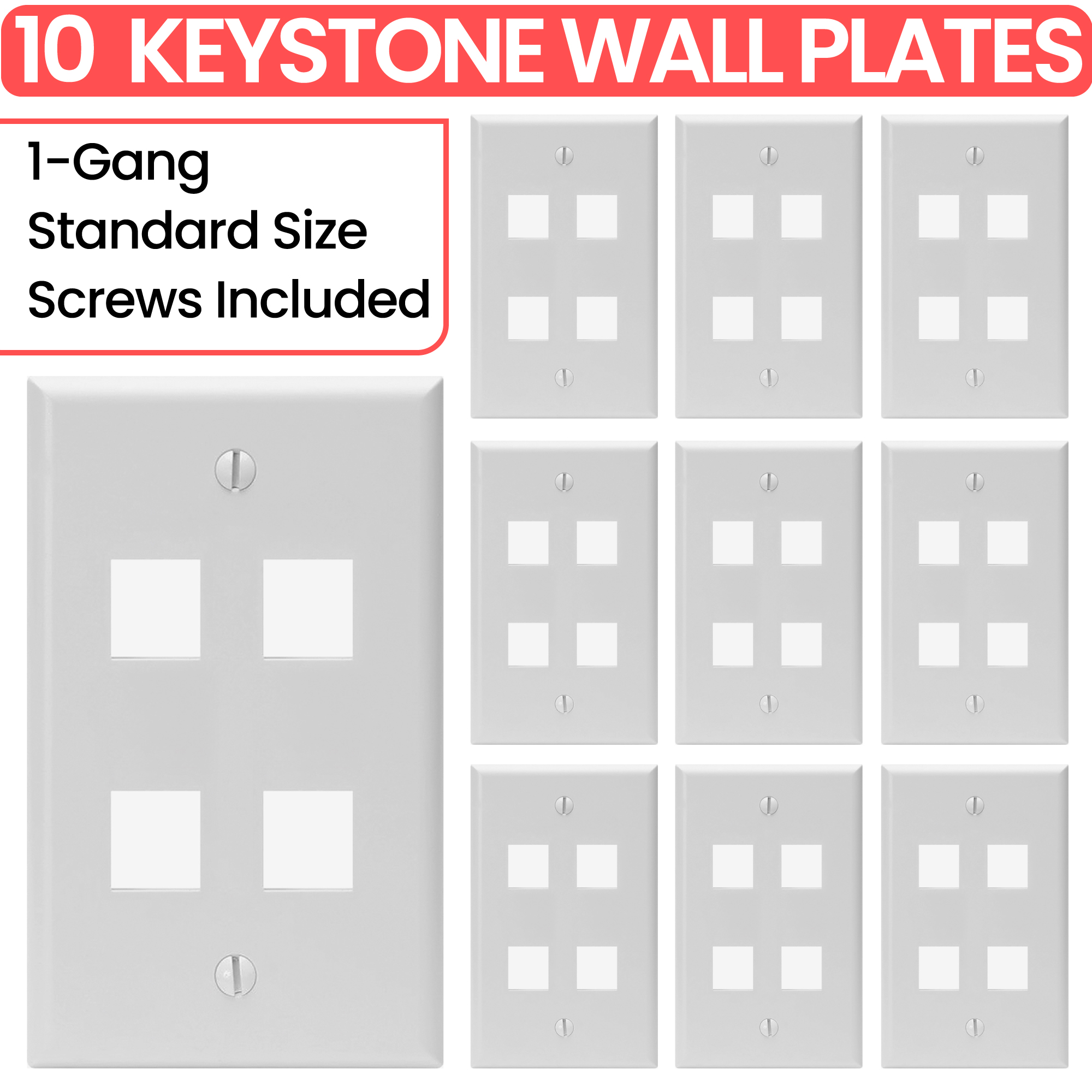 Keystone Wall Plate Jack Insert RJ45 CAT5e CAT6 White Face Plate LOT - Afbeelding 51 van 93
