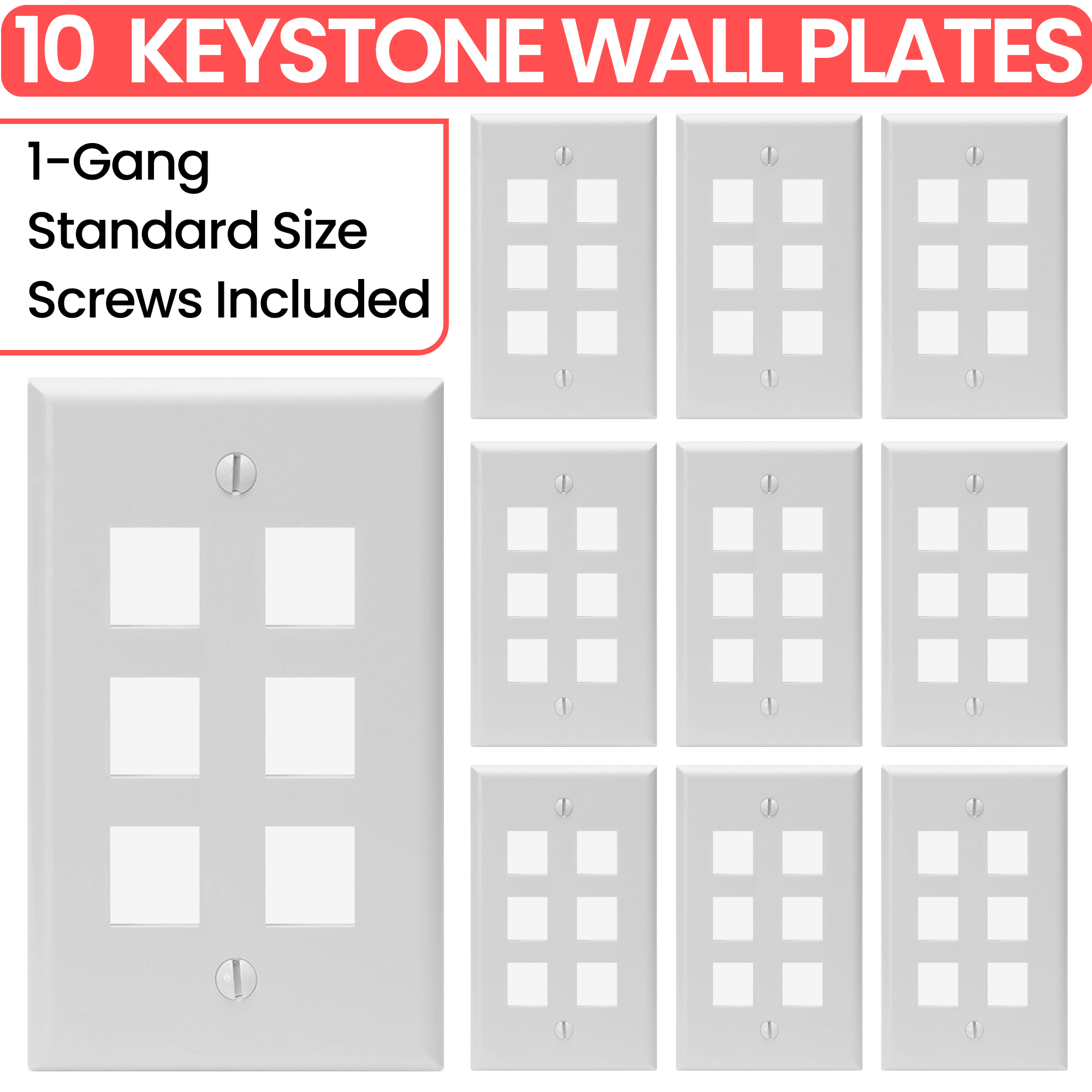 Keystone Wall Plate Jack Insert RJ45 CAT5e CAT6 White Face Plate LOT - Afbeelding 58 van 93