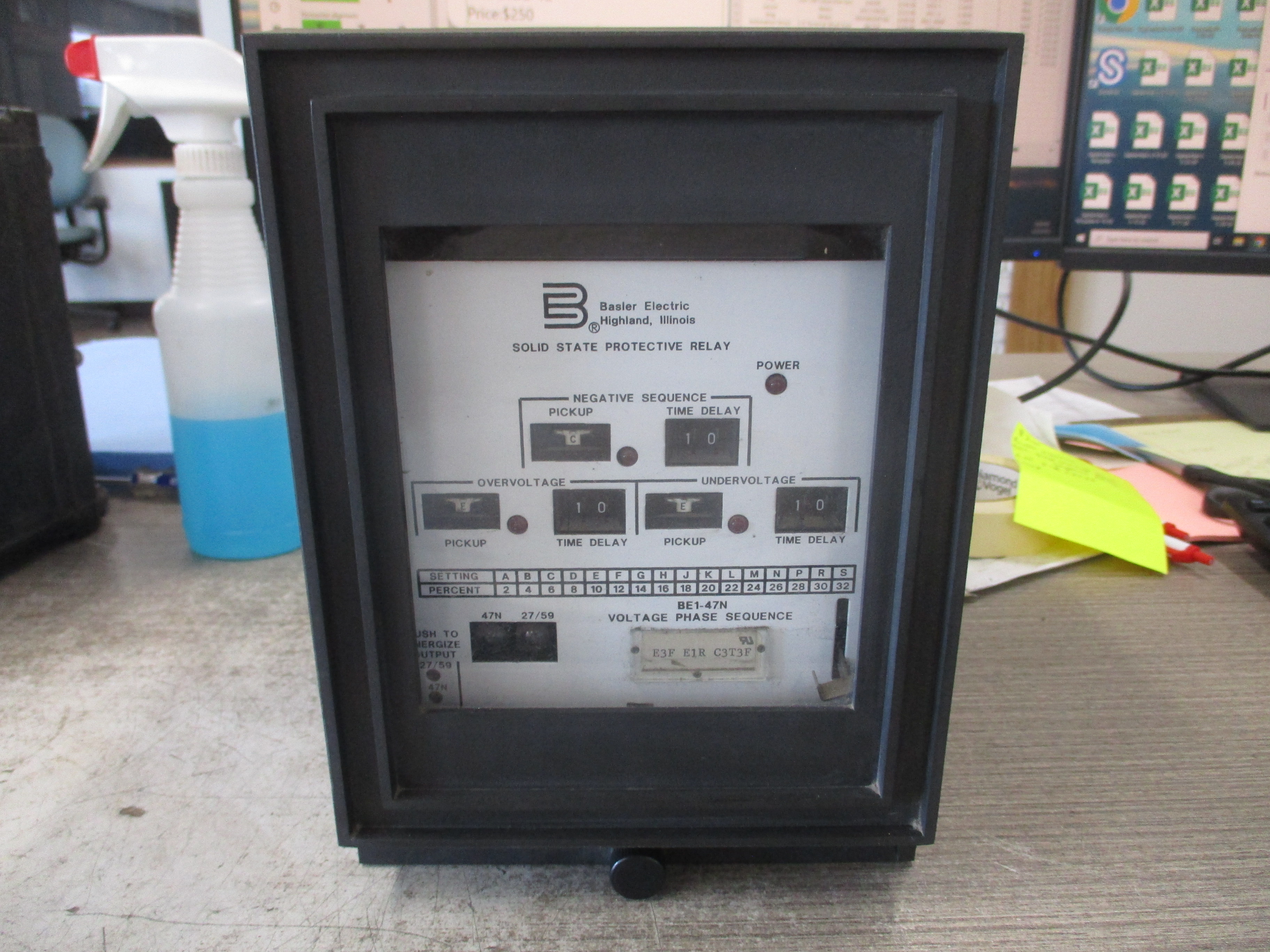 Basler Electric BE1-47N Voltage Phase sequence Relay E3F E1R C3T3F Used