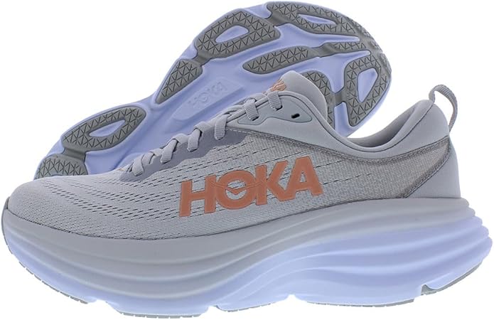 HOKA ONE Bondi 8 Womens Running Shoes - Harbor Mist/Lunar Rock - Picture 12 of 15