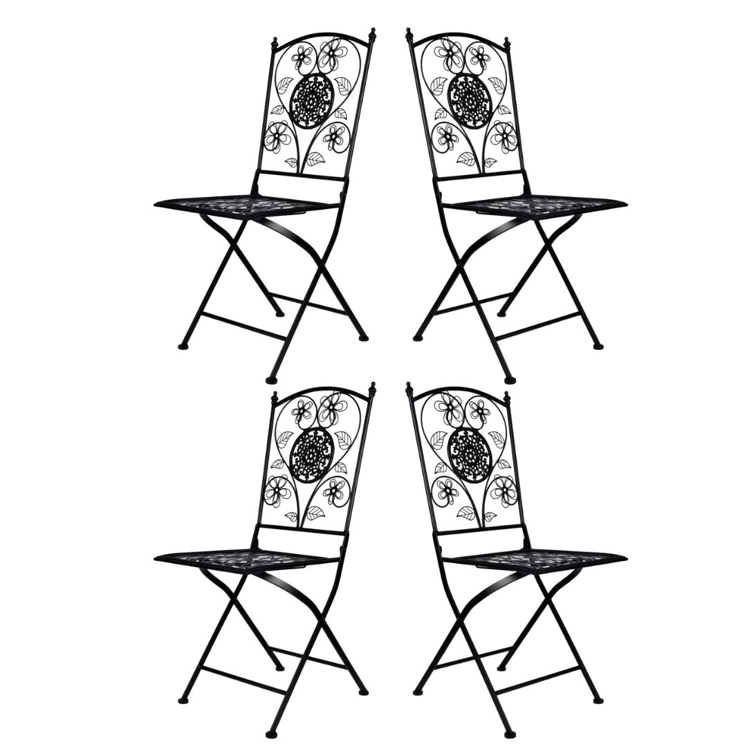 Rustic Matte Black Barcelona Bistro Folding Chair – Set of 4 by Chivari