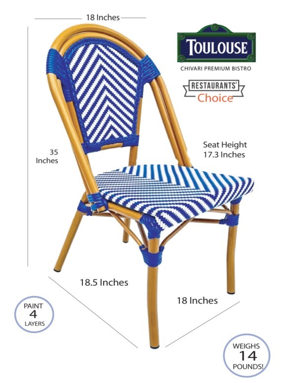French Bistro Armless Textiline Patio Dining Chair by Chivari, 2 Pack - Picture 14 of 19