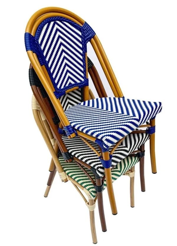 French Bistro Armless Textiline Patio Dining Chair by Chivari, 2 Pack - Picture 15 of 19