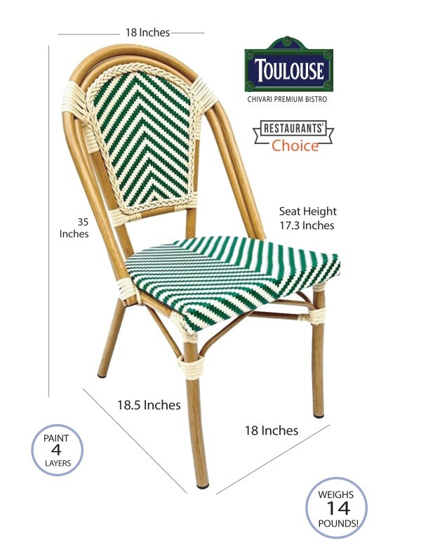 French Bistro Armless Textiline Patio Dining Chair by Chivari, 2 Pack - Picture 19 of 19