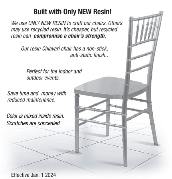 ToughResin Mono-Frame Chiavari Chair, 20 Chair Bundle, Fully Assembled - Picture 30 of 47