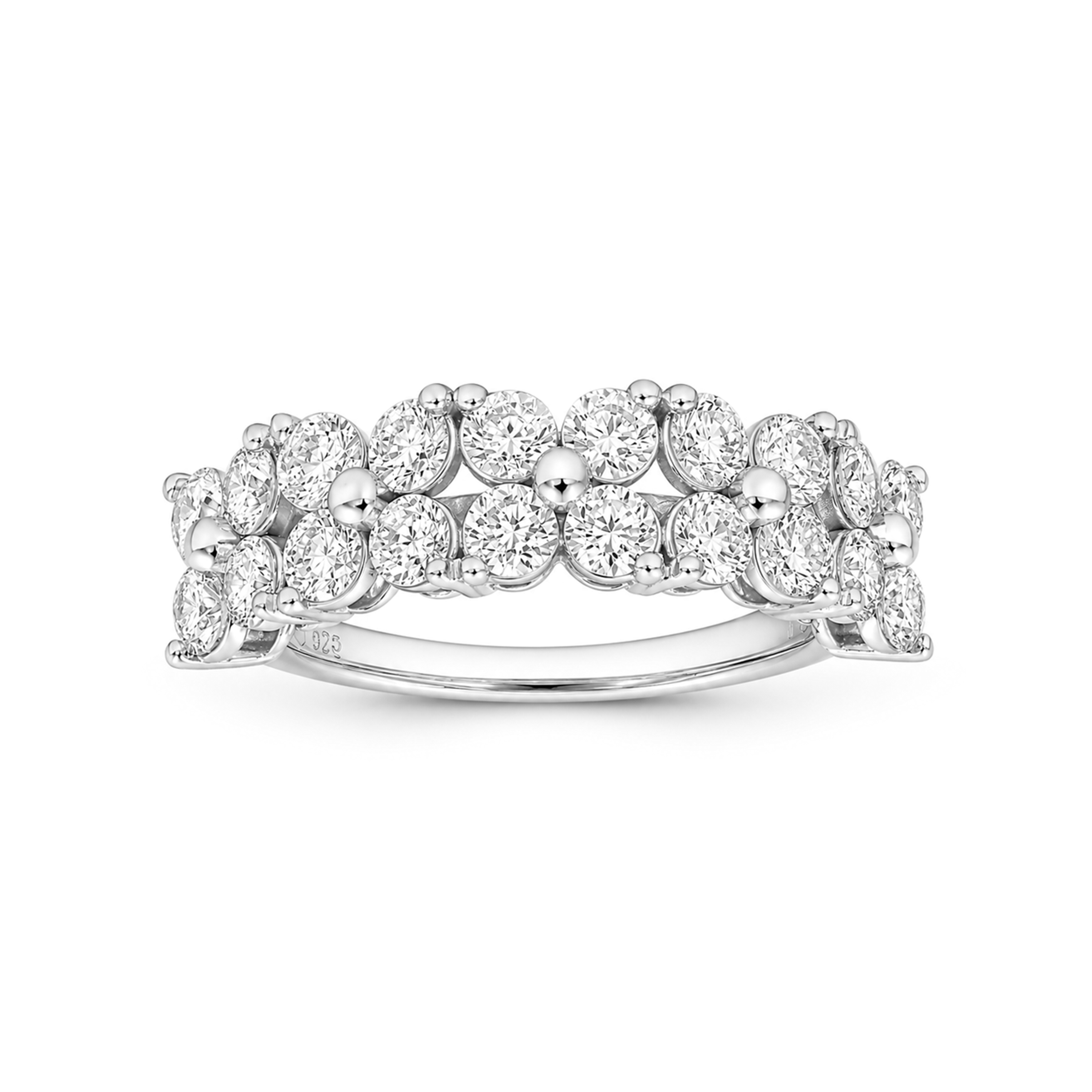 Diamonair 2.00 CT Round Cut F/VS+ Lab Grown Diamond Sterling Silver Ring