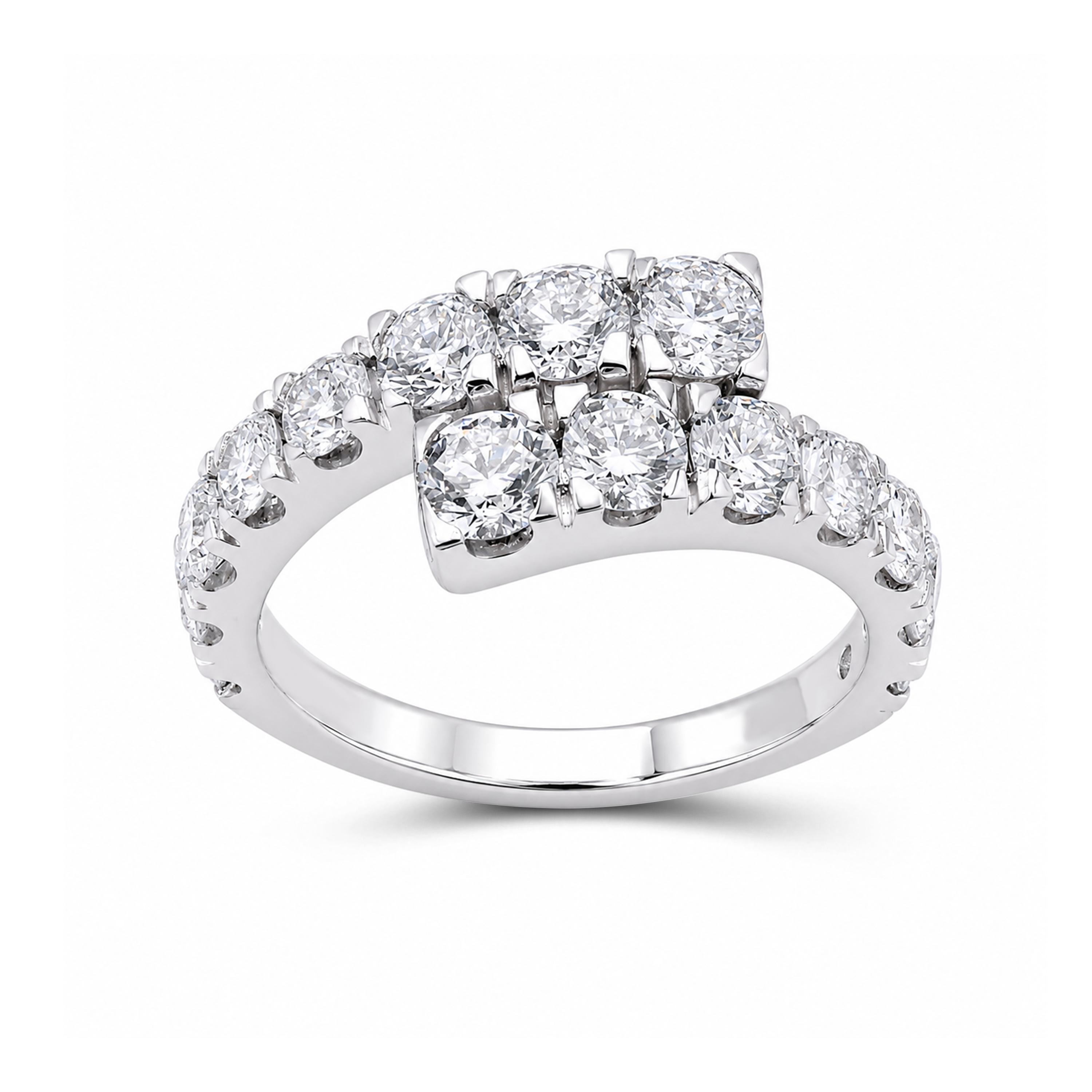 Diamonair 2.00 CT Round Cut F/VS+ Lab Grown Diamond Sterling Silver Ring
