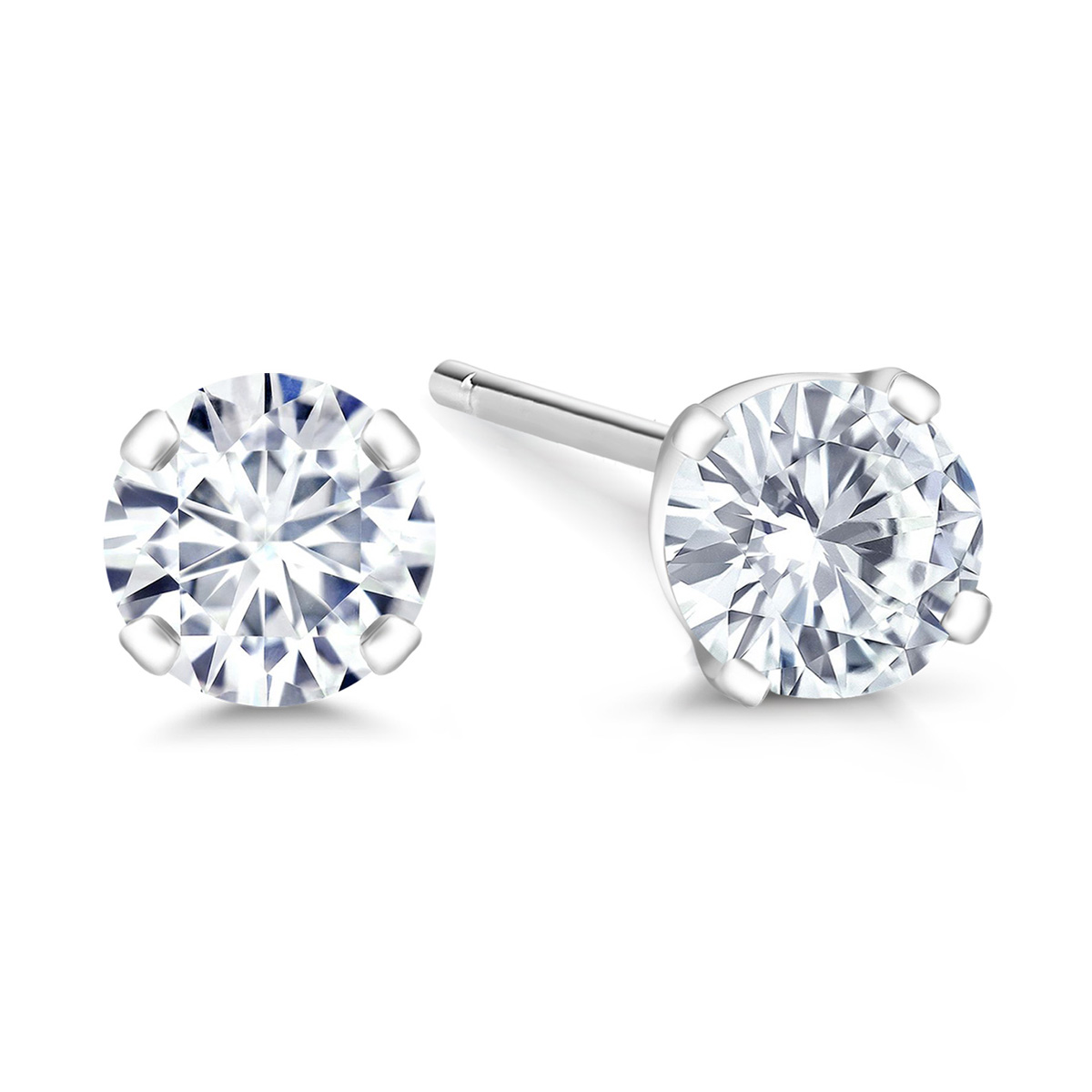 2.66 Ct Round Hearts And Arrows White Created Sapphire 14K Yellow Gold Earrings