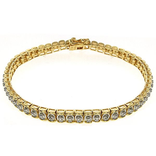Diamond Accent 2Tone 925 Silver Gold Plated Tennis Bracelet 7.5" eBay