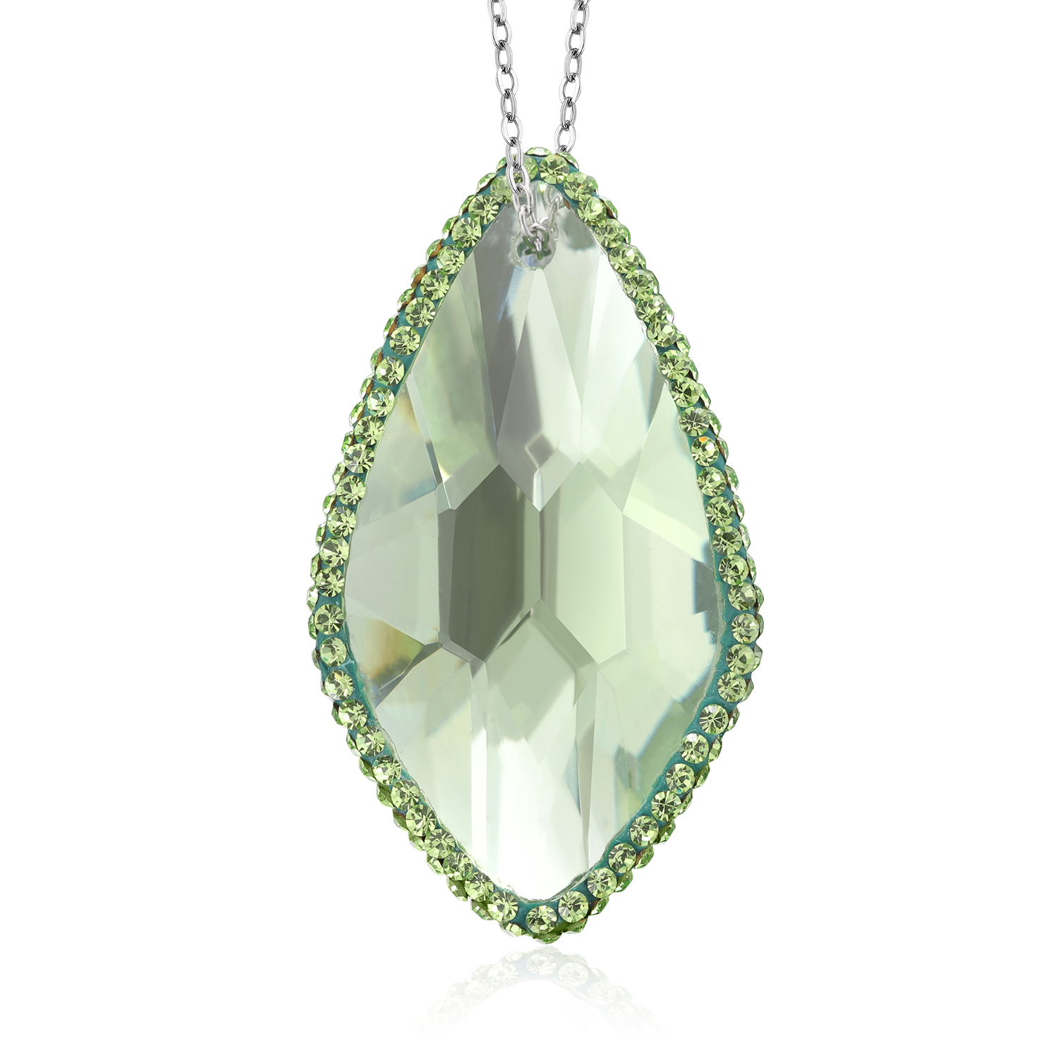 925 Sterling Silver Nirano Collection 1 3/4 Inches Multicolor Crystal Pendant