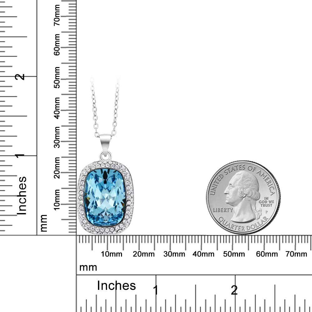 Rhodium Plated Octagon Shape Pendant Necklace For Women with 18 Inch Chain Made - Picture 9 of 15