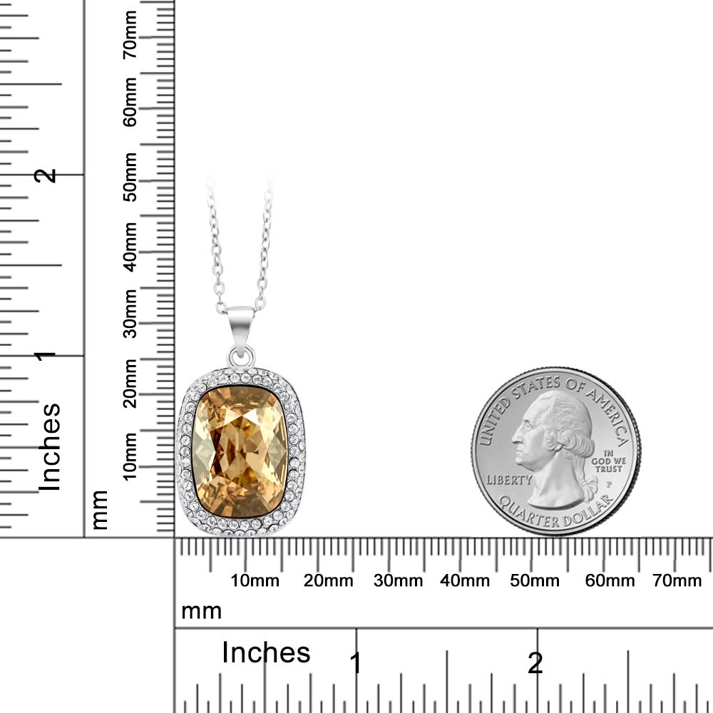 Rhodium Plated Octagon Shape Pendant Necklace For Women with 18 Inch Chain Made - Picture 12 of 15