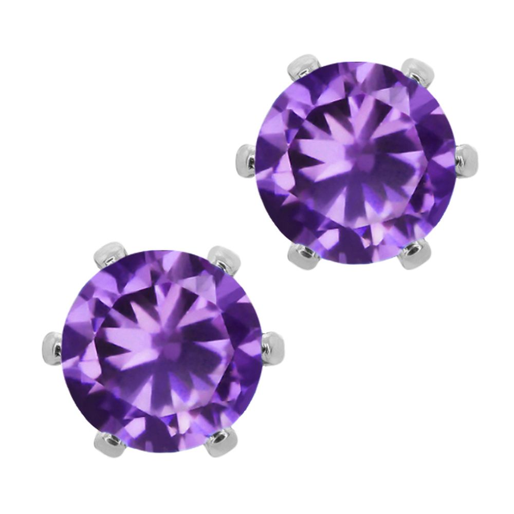 Amethyst Peridot Garnet Round Post With Friction Back Stud Earrings 6MM