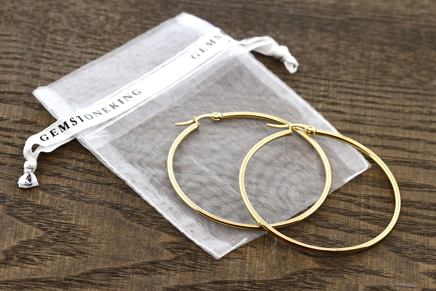 2" Stunning Stainless Steel Yellow Gold Plated Hoop Earrings (50mm