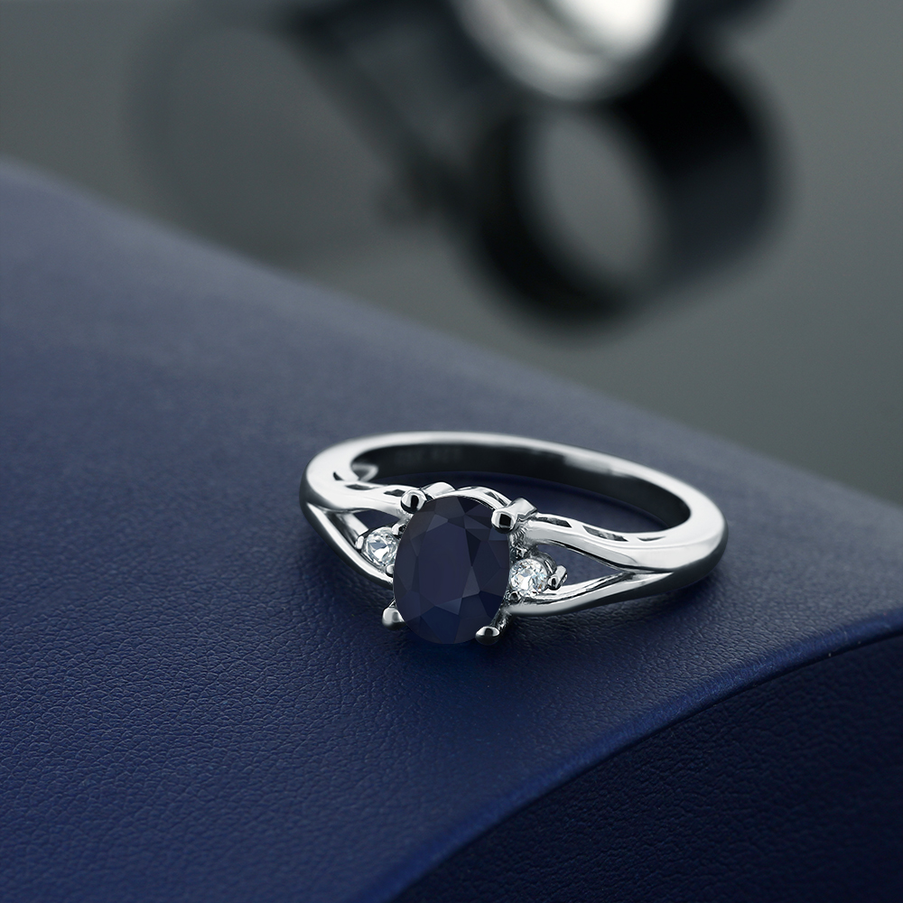 thumbnail image 2 of Blue Tanzanite 3-Stone Ring In Sterling Silver 2 of 13