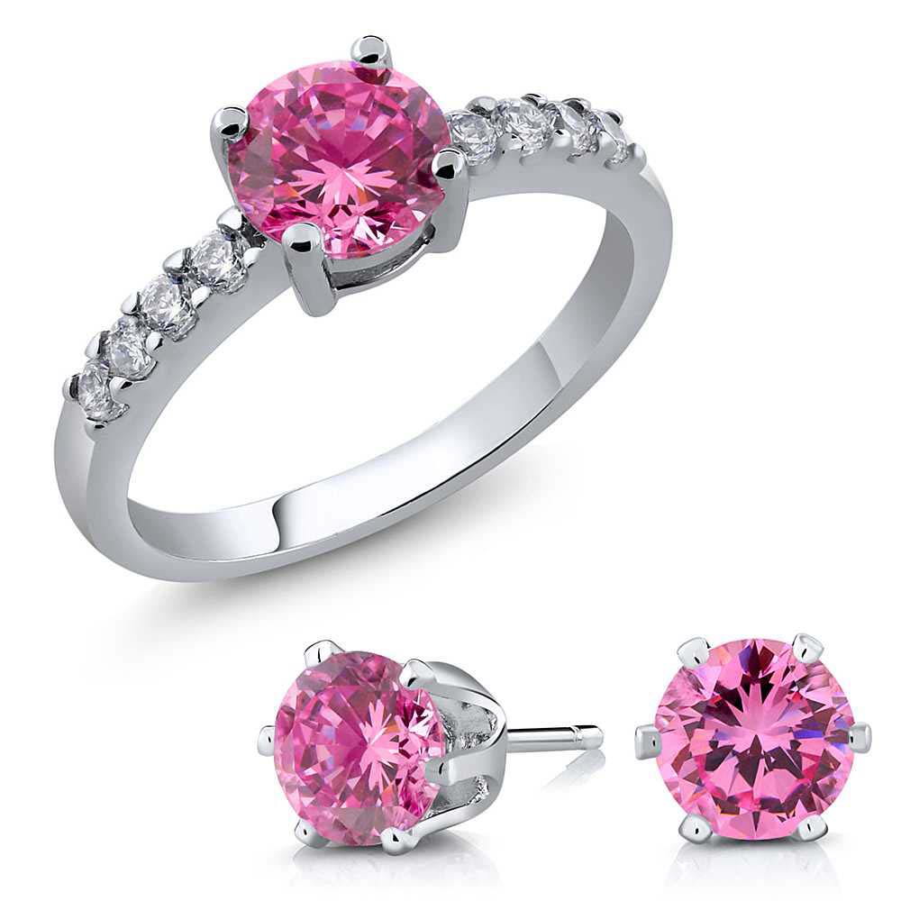 4.50 Ct 6mm Zirconia Ring Available in 6 Colores and Matching Studs as Gifts