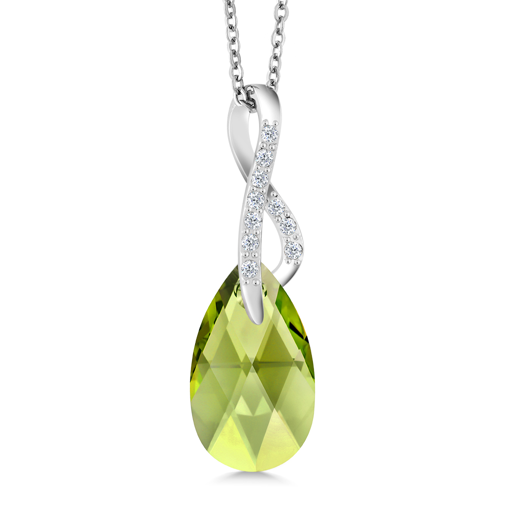 Beautiful Tear Drop Crystals Ribbon Pendant Necklace For Women with 18 Inch - Picture 10 of 24