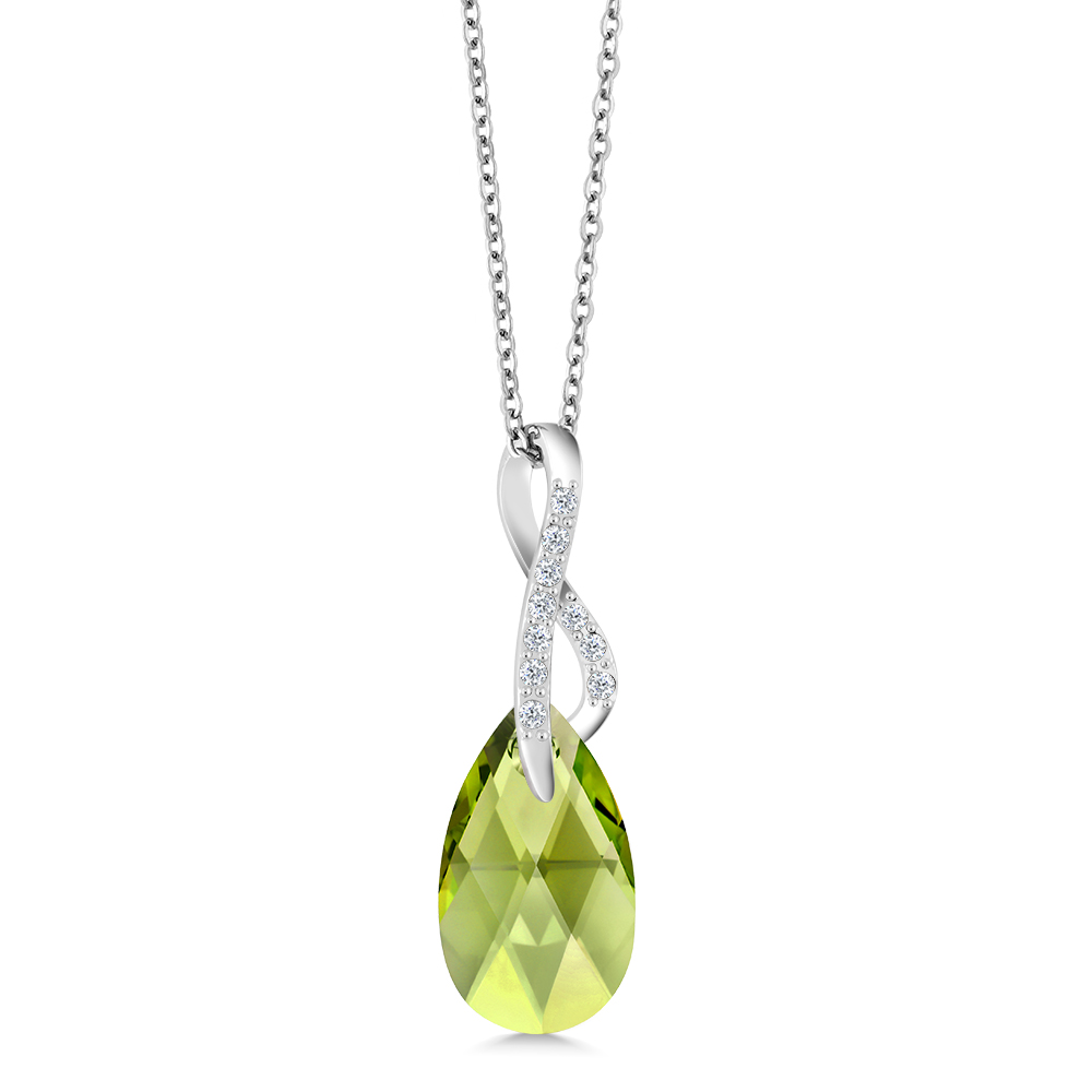 Beautiful Tear Drop Crystals Ribbon Pendant Necklace For Women with 18 Inch - Picture 12 of 24