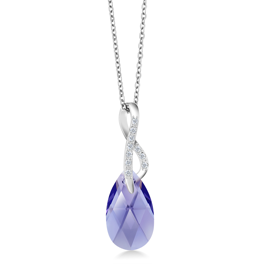 Beautiful Tear Drop Crystals Ribbon Pendant Necklace For Women with 18 Inch - Picture 16 of 24