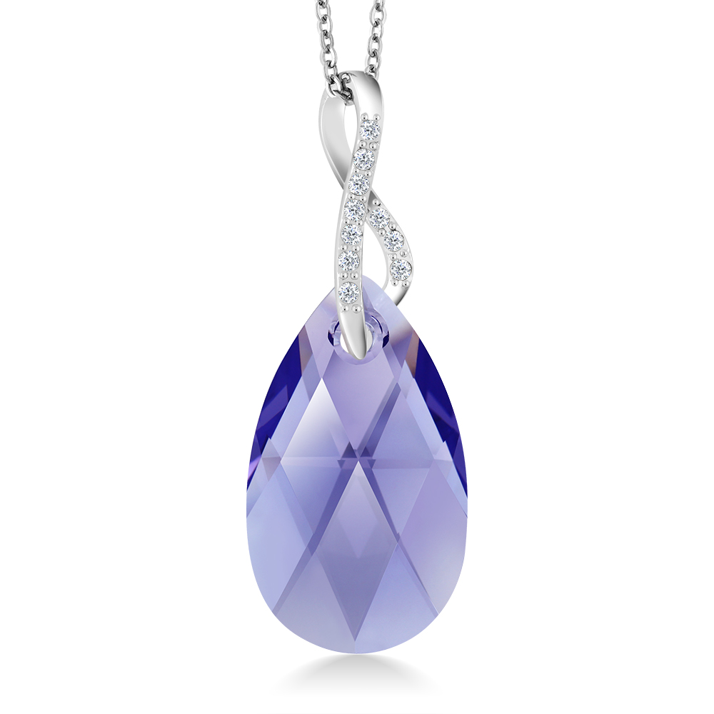 Beautiful Tear Drop Crystals Ribbon Pendant Necklace For Women with 18 Inch - Picture 15 of 24