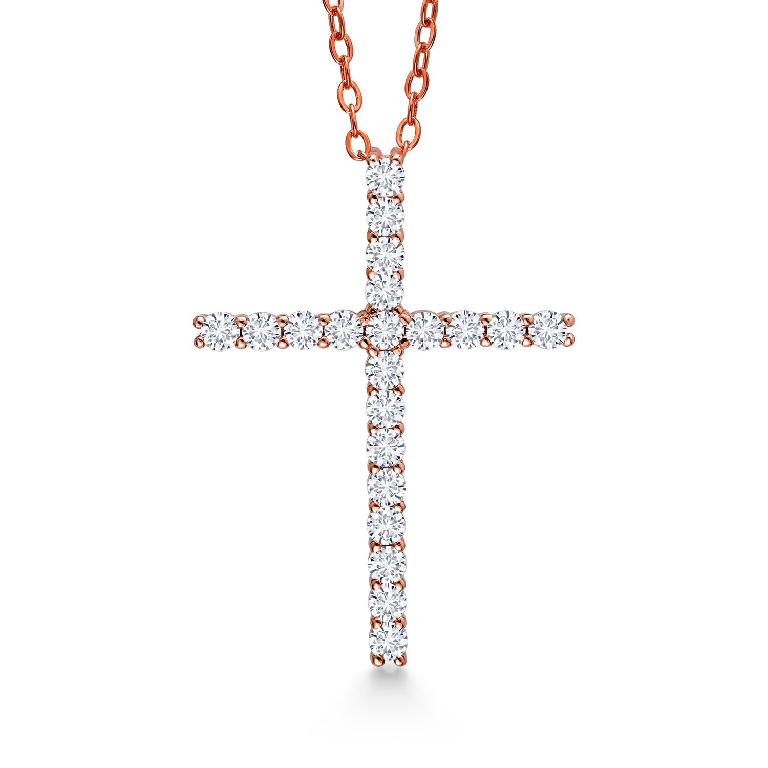 Moissanite Cross Necklace | 925 Sterling Silver | 0.80 Cttw | 1 Inch | Jesus